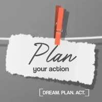 Dream, Plan & Act on your Plan Quote Gray Background Publicação no Instagram template