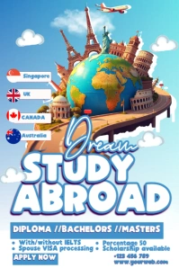 Dream Big, Study Abroad Now Poster template