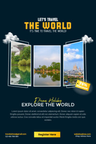 Dream Holiday Travel Poster Template Design with Discount Offer – Editable Tour Flyer