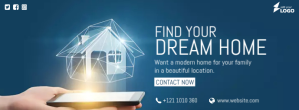 Blue Real Estate Promotion Facebook Cover Photo Template