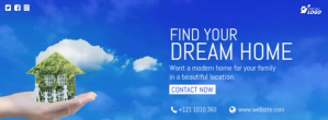 Azul Real Estate Promotion Portada de Facebook Template