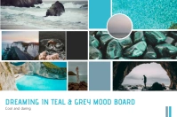 Dream Travel Teal Color Moodboard Poster Temp template