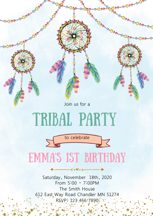 Dreamcatcher Birthday Party Invitation Template Postermywall