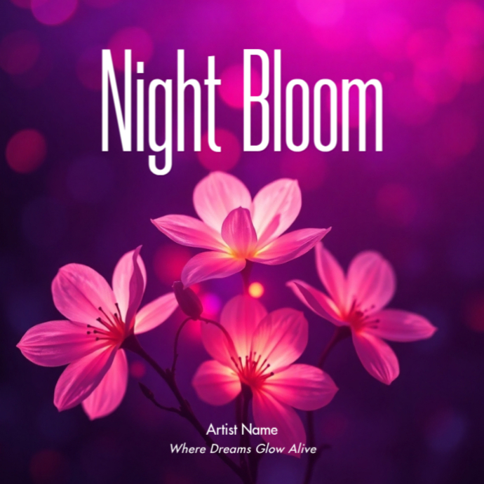 Dreamwave Neon Floral Retro Album Cover Art Template | PosterMyWall