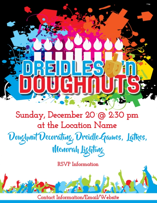 Dreidles and doughnuts (3) Flyer (US Letter) template
