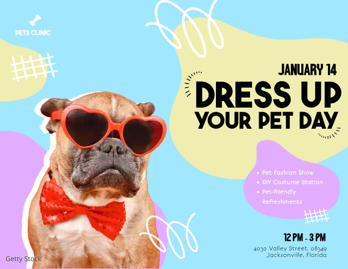 Dress Up Your Pet Day Landscape Template Flyer (format US Letter)