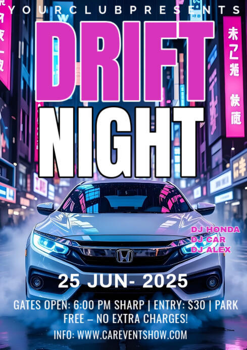 Drift Night A4 Template | PosterMyWall