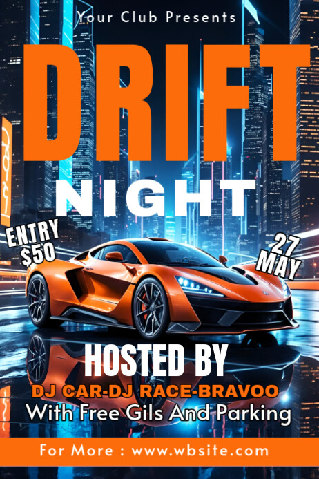 Copy of drift night care race party flyer | PosterMyWall