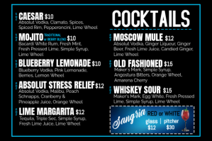 Drink Menu-Cocktails Label template