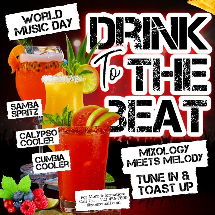 Drink To The Beat: World Music Day Wpis na Instagrama template