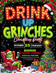 Black Christmas Grinch Party Flyer Template
