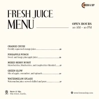 Drinks Juice Menu List Instagram Post template