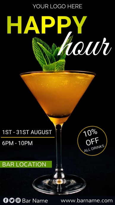 Drinks Menu Ecrã digital (9:16) template