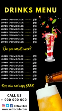 Drinks Menu Digital Display (9:16) template