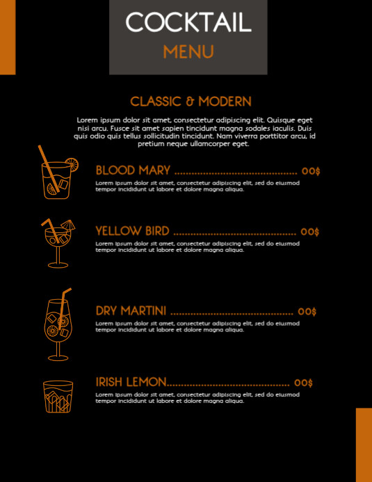 Drinks Menu Flyer (US Letter) template