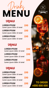 Drinks Menu Flyer Digitalt display (9:16) template