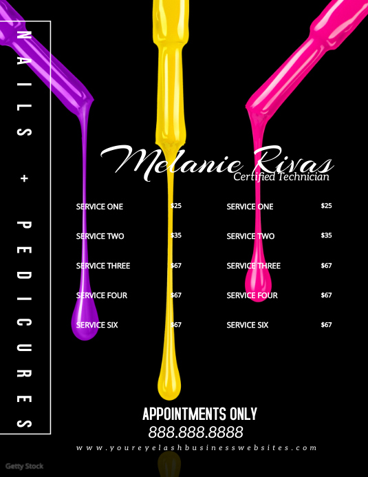 Dripping Nails & Pedicure Flyer Ad Ulotka (US Letter) template