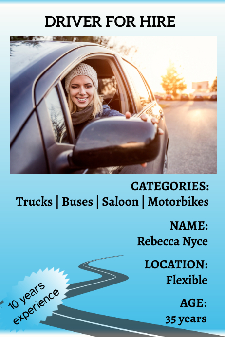 Driver For Hire Template PosterMyWall driver-for-hire-template-postermywall
