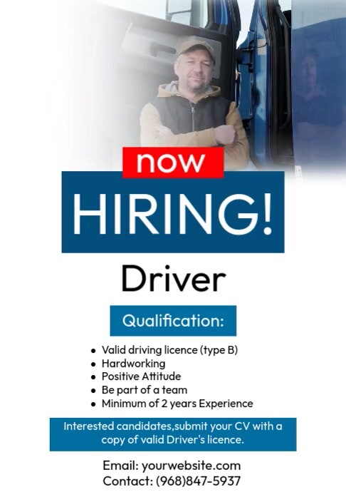 Driver Hiring Template | PosterMyWall