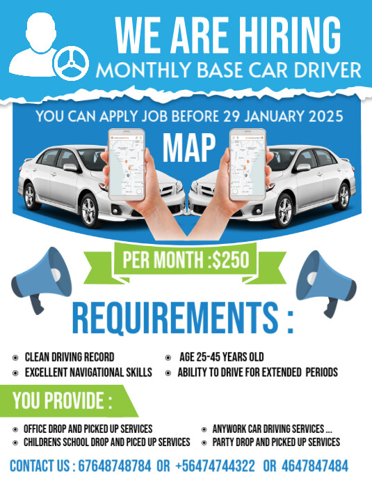 Driver hiring flyer Template | PosterMyWall