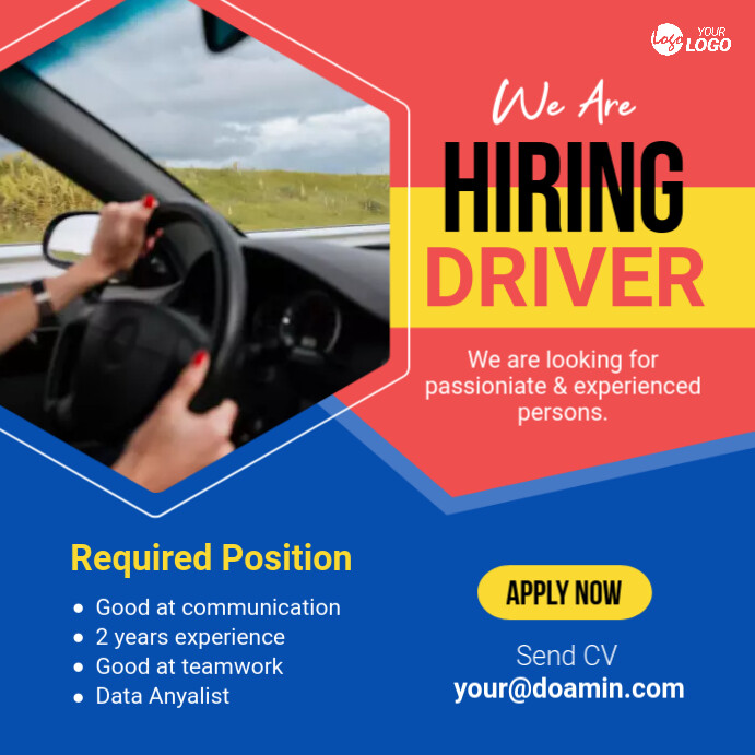 Driver Hiring Post Template | PosterMyWall