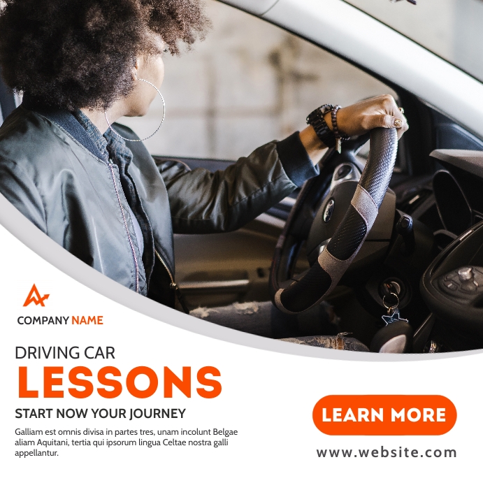 Driving Lesson Posts driving car lessons instagram post banner adv Template | PosterMyWall