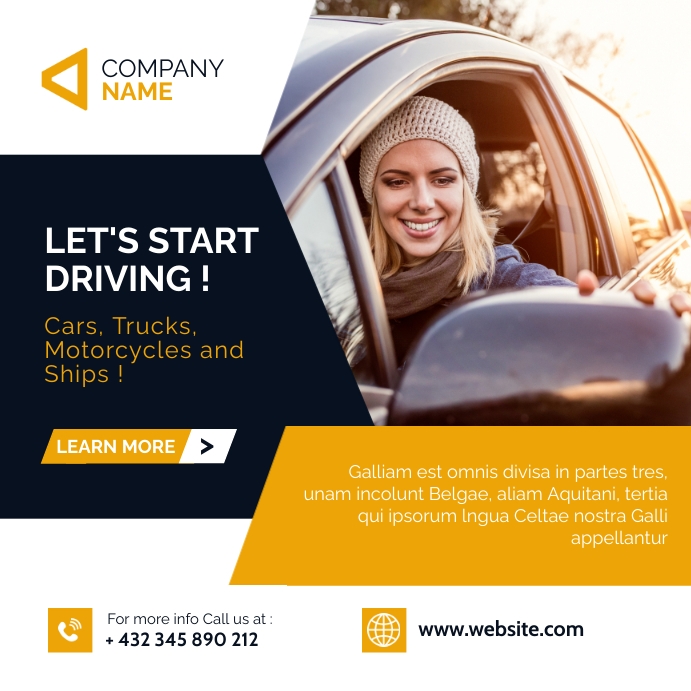 Driving Lesson Posts Driving lessons driving school instagram post Template | PosterMyWall