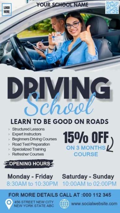 Driving Lesson Posts driving school,driving lessons Template | PosterMyWall