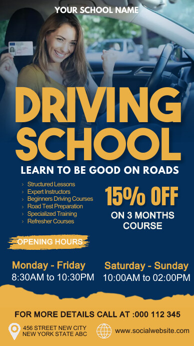 driving school,driving lessons Template | PosterMyWall