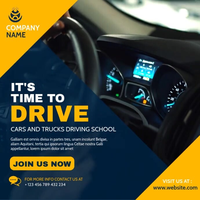 driving school banner video advertisement Template | PosterMyWall