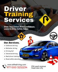 Driving school classes lessons defensive cdl automatic driver's training course poster template Instagram Portrait