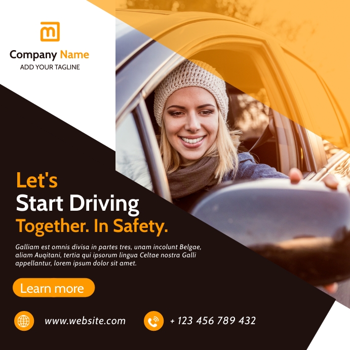 Card Driving Post Design driving school instagram post banner advertis Template | PosterMyWall