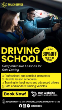 Black Driving School Promotion Digitalt display Template