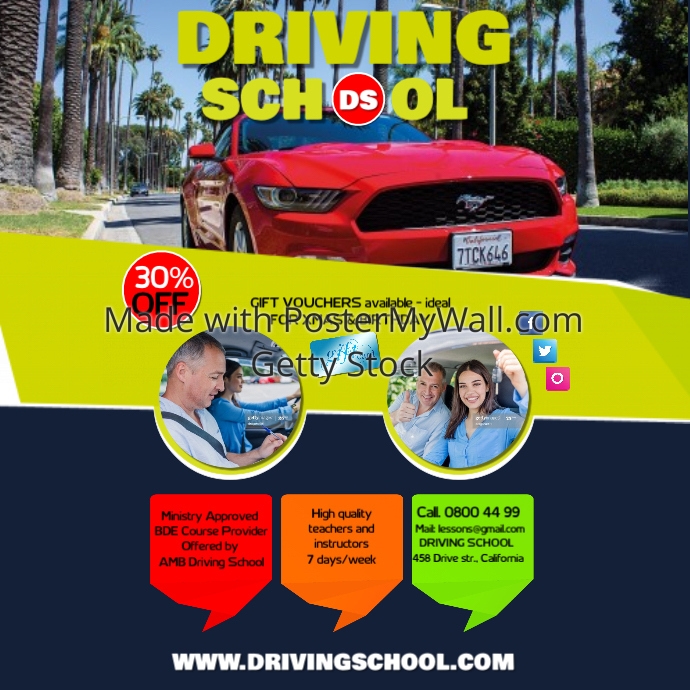 driving school1 template postermywall save the date free templates