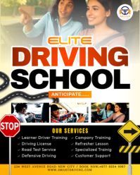 Driving training school academy driver classes lessons cdl licence instructor course flyer template Instagram Portrait