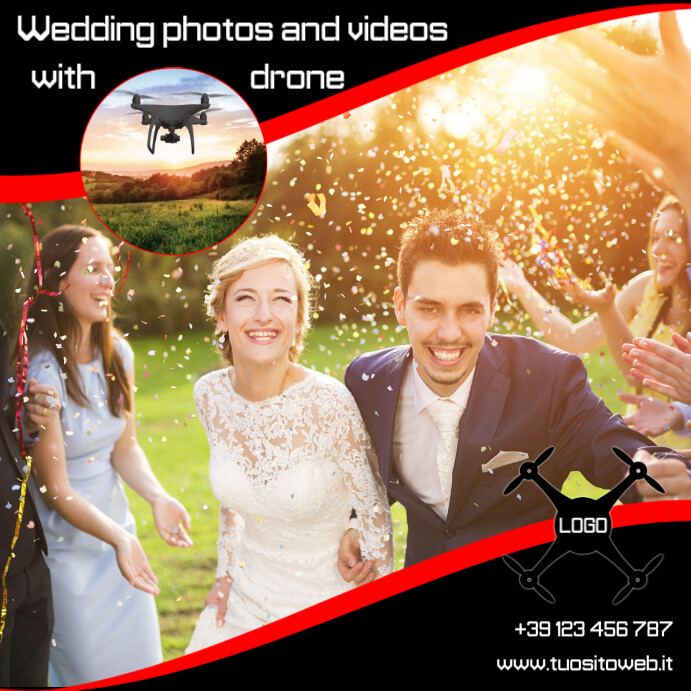drone wedding photos and videos with drone Instagram Post template