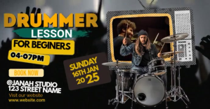 Drummer Lesson Beginers Facebook begivenhed cover template