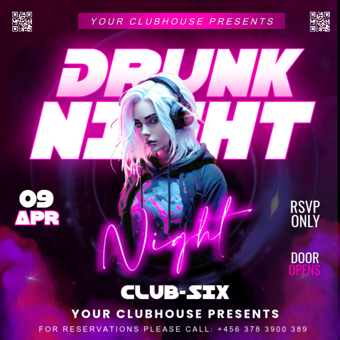 DRUNK NIGHT ADS Instagram Post template