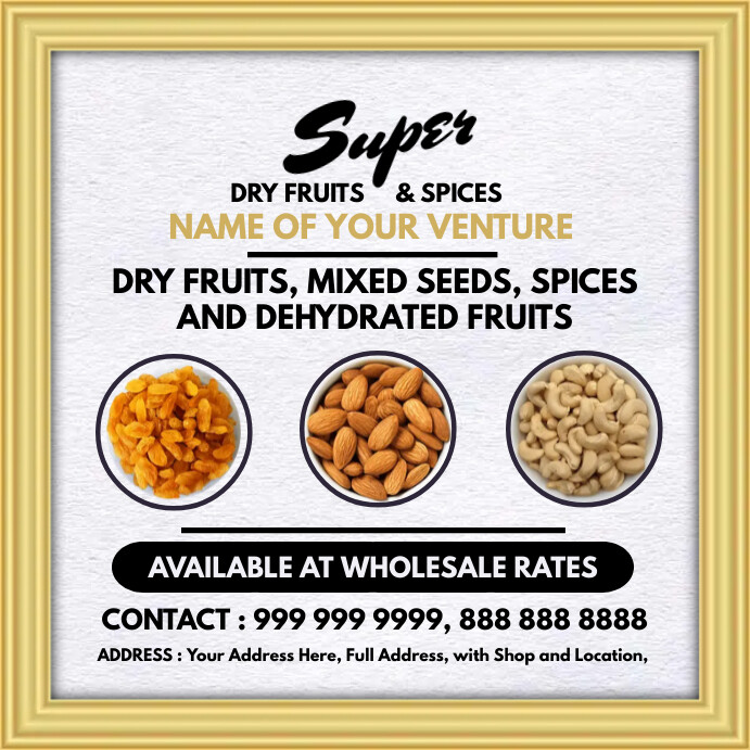 Dry Fruits Spices Promo Template Postermywall