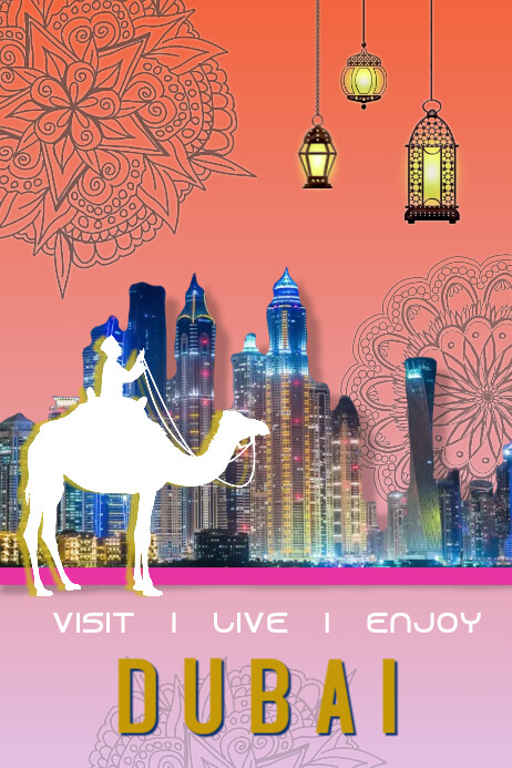 Dubai, middle east, Arabian, travel, realtor, airbnb, hotel Poster template