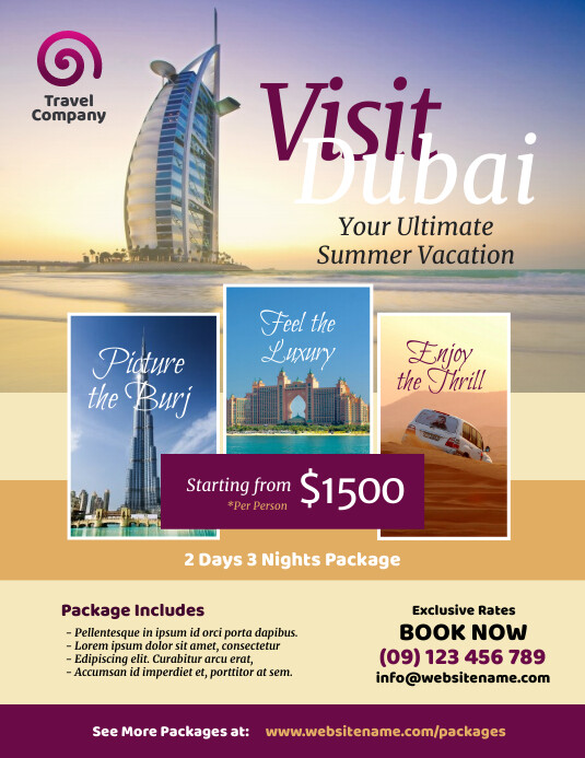 Dubai Travel Flyer Template Postermywall