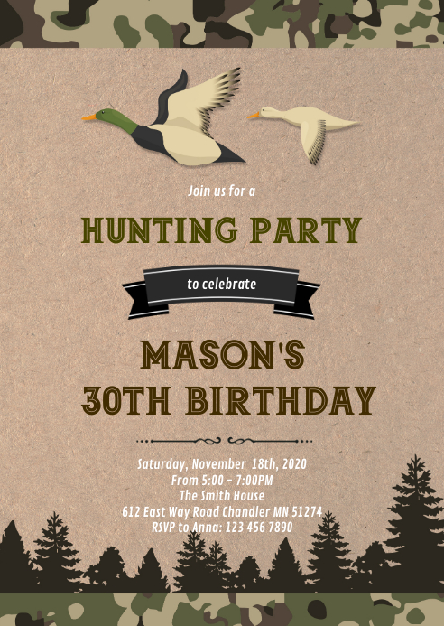 Duck hunting birthday invitation Template | PosterMyWall