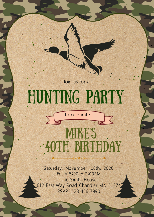 Duck hunting party invitation Template | PosterMyWall