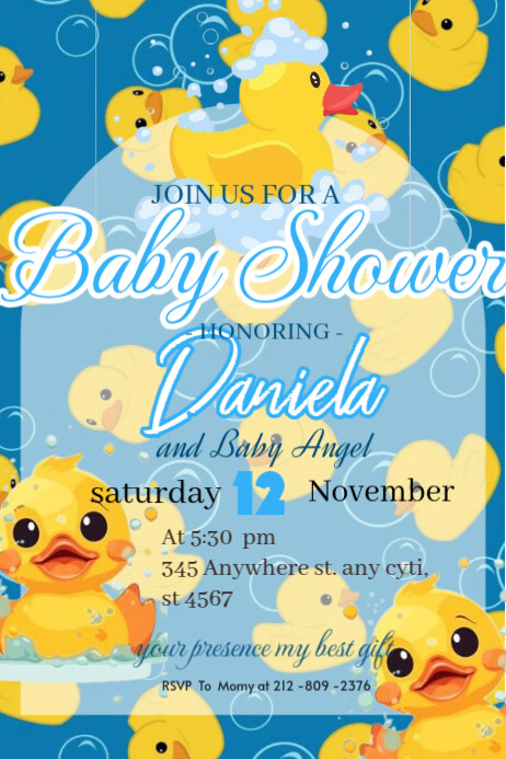 ducklings baby shower invitation celebration happy Brithday party temple flayer Cartaz template