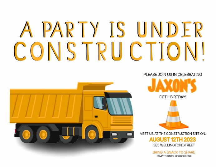 DUMP TRUCK BIRTHDAY PARTY Invitation Template | PosterMyWall