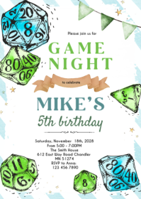 Dungeons and Dragons Birthday invite A6 template