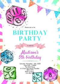 Dungeons and Dragons girl party invitation A6 template