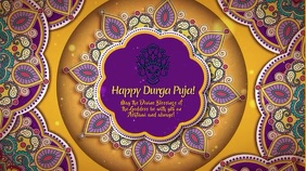 Durga Puja Purple and Orange with Music Digital Display (16:9) template