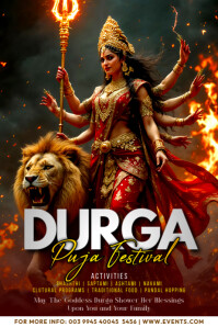 Durga puja maa mata mother goddess saptashati festival event advertisement flyer poster template