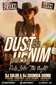 Dust And Denim Western Party Poster template